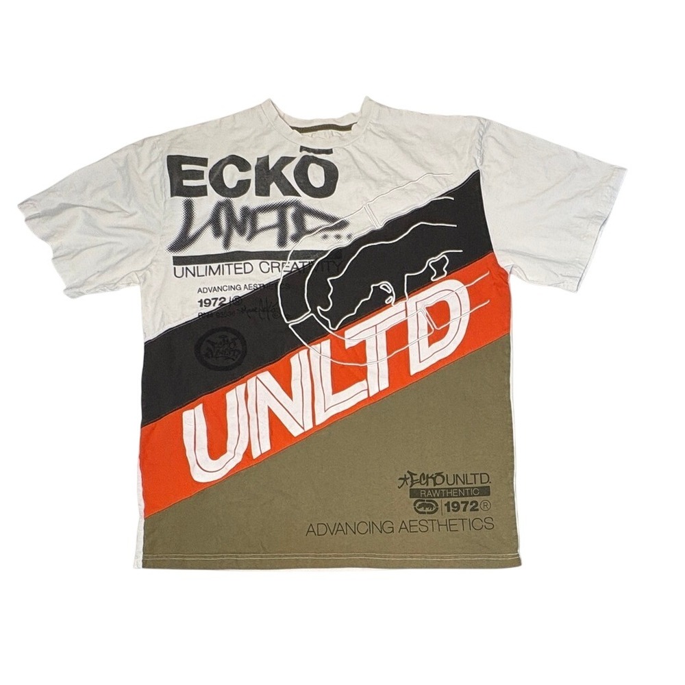 ECKO Unltd Embroidered Rhino Graphic T-shirt 2XL White Vintage Hip Hop Logo